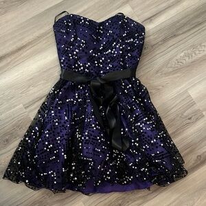Masquerade Purple and Black Sequin Mini Dress